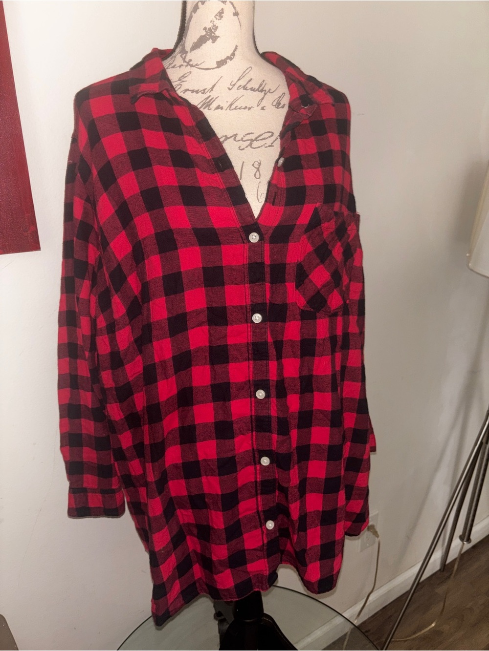 Old Navy Red and Black Buffalo Plaid Button-Down Shirt